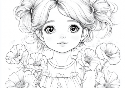 小女孩穿着齐肩长裙