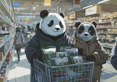 熊猫在超市购物