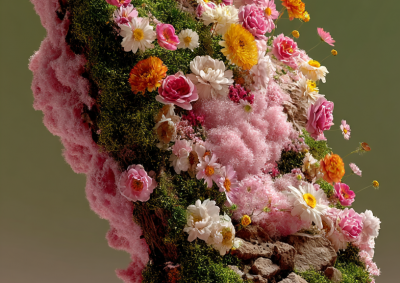 漂浮苔藓的3D碎片