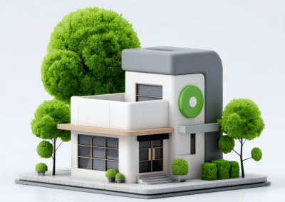 清洁公司大楼的3D图标