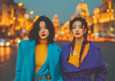 两个时尚的年轻女性