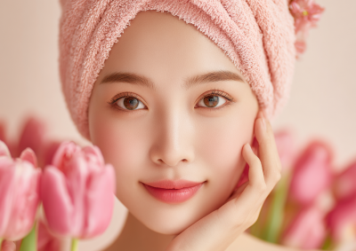 美丽女人的宁静特写