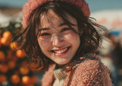 一个女孩与柔和的笑容