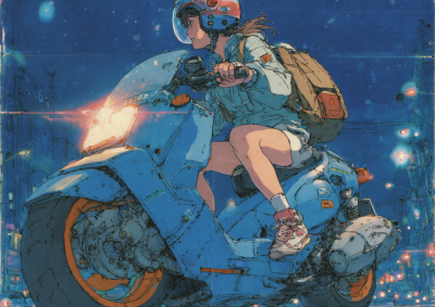 一个女孩子骑摩托车